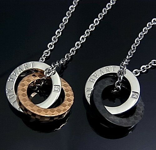 LION HEART/ステンレスアクセ【ライオンハート】ペアネックレス 2連リングトップ ステンレスネックレス【送料無料】04N135SM/04N135SL(国...