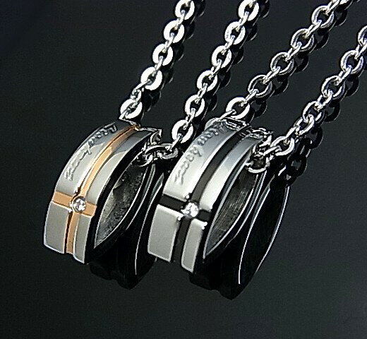 LION HEART/ステンレスアクセ【ライオンハート】ペアネックレス 楕円リングトップ ステンレスネックレス【送料無料】04N125SM/04N125SL(国...