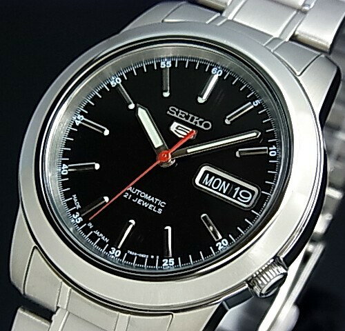 SEIKO/SEIKO5【セイコー5/セイコーファイブ】自動巻 メンズ腕時計 メタルベルト ブラック文字盤 MADE IN JAPAN セイコーファイブ SNKE53J1 海外モデル【並行輸入品】