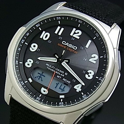 ウェーブセプター CASIO/Wave Ceptor【カシオ/ウェーブセプター】メンズ腕時計 ソーラー電波腕時計 ガンメタ文字盤 ブラックキャンバスベルト(国内正規品)WVA-M630B-1AJF