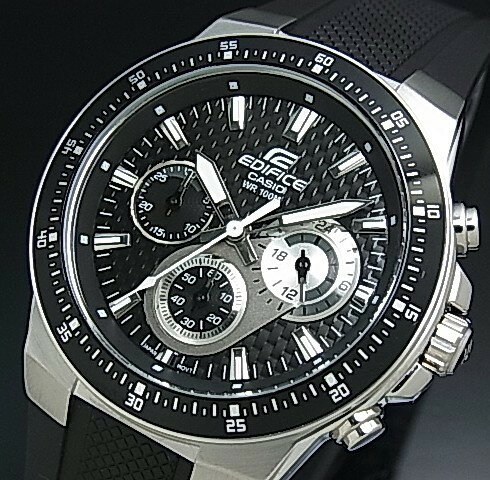 カシオ エディフィス 腕時計（メンズ） CASIO/EDIFICE【カシオ/エディフィス】クロノグラフ メンズ腕時計 ブラック文字盤 ブラックラバーベルト EF-552-1AV 海外モデル【並行輸入品】