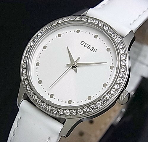 GUESS/CHELSEA【ゲス/チェルシー】レディース腕時計 ホワイト文字盤 ホワイトレザーベルト【送料無料】W0648L5(国内正規品)