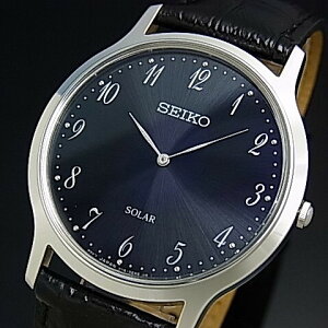SEIKO/ソーラー時計【セイコー】メンズ腕時計 ブラックレザーベルト ネイビー文字盤 海外モデル【並行輸入品】 SUP861P1