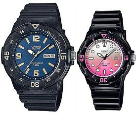■メール便配送■CASIO/Standard【カシオ/スタンダード】アナログクォーツ ペアウォッチ 腕時計 ラバーベルト ブラック 海外モデル【並行輸入品】MRW-200H-2B3/LRW-200H-4E