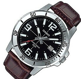 ■メール便配送■CASIO/Standardメンズ腕時計 ブラック文字盤 ブラウンレザーベルト 海外モデルMTP-VD01L-1B