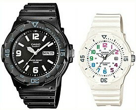 ■メール便配送■CASIO/Standard【カシオ/スタンダード】アナログクォーツ ペアウォッチ 腕時計 ラバーベルト ブラック/ホワイト 海外モデル【並行輸入品】MRW-200H-1B2/LRW-200H-7B