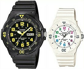 ■メール便配送■CASIO/Standard【カシオ/スタンダード】アナログクォーツ ペアウォッチ 腕時計 ラバーベルト ブラック/ホワイト 海外モデル【並行輸入品】MRW-200H-9B/LRW-200H-7B