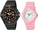 ■メール便配送■CASIO/Standard【カシオ/スタンダード】アナログクォーツ ペアウォッチ 腕時計 ラバーベルト ブラック/ピンク 海外モデル【並行輸入...