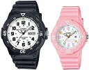 ■メール便配送■CASIO/Standard【カシオ/スタンダード】アナログクォーツ ペアウォッチ 腕時計 ラバーベルト ブラック/ピンク 海外モデル【並行輸入...