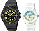 ■メール便配送■CASIO/Standard【カシオ/スタンダード】アナログクォーツ ペアウォッチ 腕時計 ラバーベルト ブラック/ホワイト 海外モデル【並行輸...