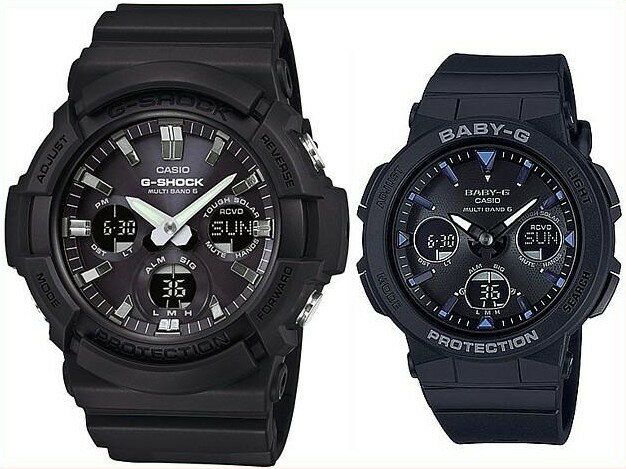 CASIO/G-SHOCK/Baby-G【カシオ/Gショック/ベビーG】ソーラー電波腕時計 ペアウォッチ ラバーベルト ブラック(国内正規品)GAW-100B-1AJF/BGA-2500-1AJF