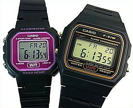 ■メール便配送■CASIO/Standard【カシオ/スタンダード】アラームクロノグラフ ペアウォッチ 腕時計 デジタル液晶モデル ブラックラバーベルト 海外モデル【並行輸入品】F-91WG-9Q/LA-20WH-4A