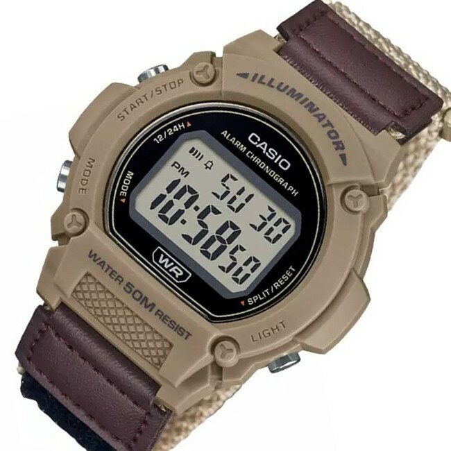 ■メール便配送■CASIO/Standardメンズ腕時計 デジタルモデル ブラウンケース ナイロンベルト 海外モデルW-219HB-5A