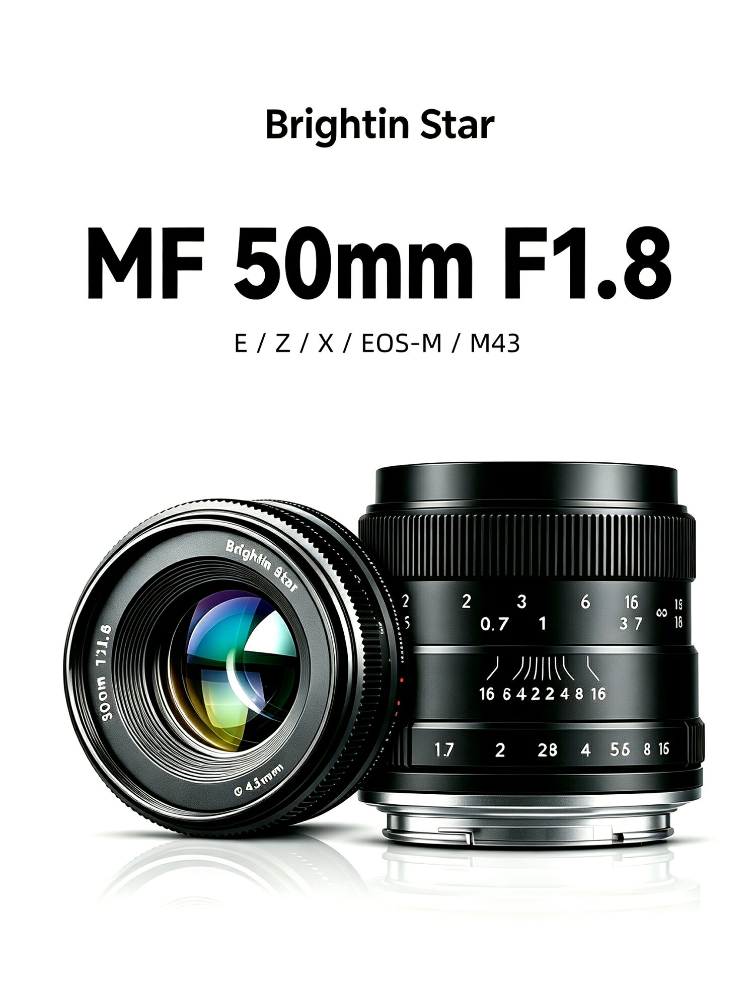 【ポイント10倍】Brightin Star 50mm F1.8 (ソニー E、ニコン Z、キヤノン EF-M、富士フイルム X、パナソニック&オリンパス M43) APS-C 単焦点レンズ 国内正規品 メーカー2年保証 標準レンズ 交換レンズ 軽量 旅行 風景 建築 Vlog ミラーレスカメラ用 ブラック