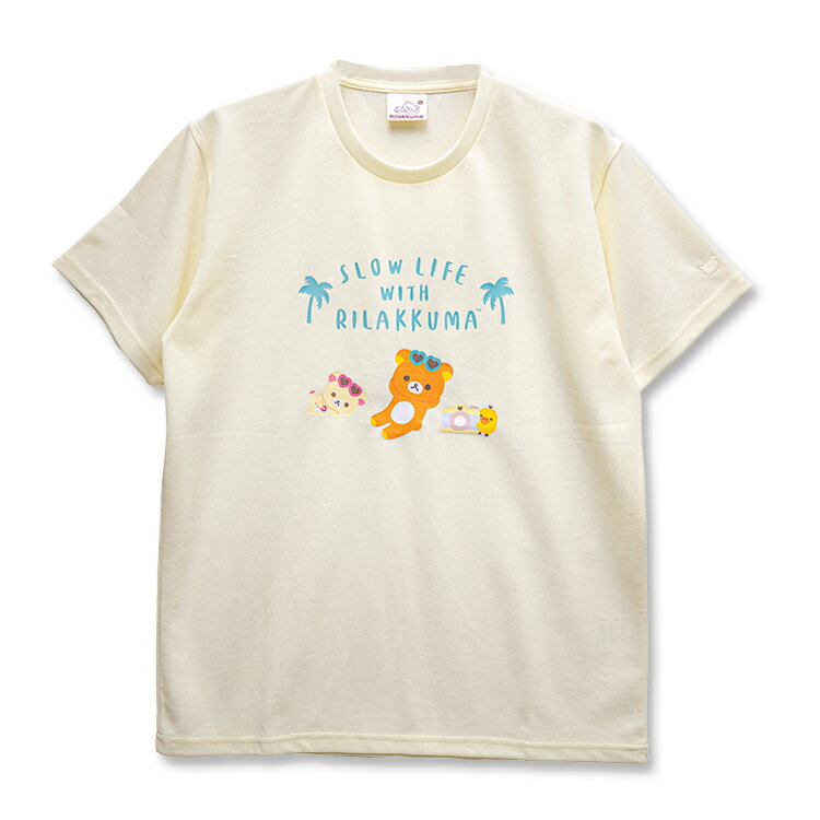 送料無料（メール便）代引き決済不可【BRX83012M】メンズtシャツ リラックマ 半袖 ハニカムメッシュ Tシャツ キャラクター キャラT 漫画 映画 アニメ コミック クルー ネック メンズ レディース 兼用 インナー クリーム ピンク サックス S M L サイズ