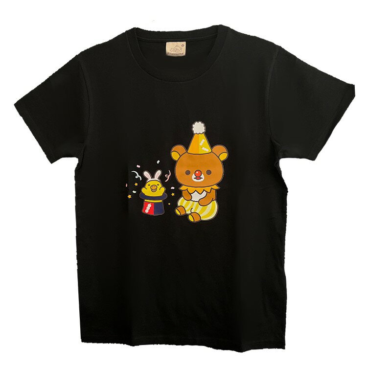 送料無料（メール便）代引き決済不可【DRX6300M】メンズtシャツ リラックマ 半袖 天竺 Tシャツ サーカス リラックマサーカス キイロイトリ キャラクター キャラT 漫画 映画 アニメ コミック クルー ネック メンズ レディース 兼用 インナー ホワイト ブラック S M L サイズ