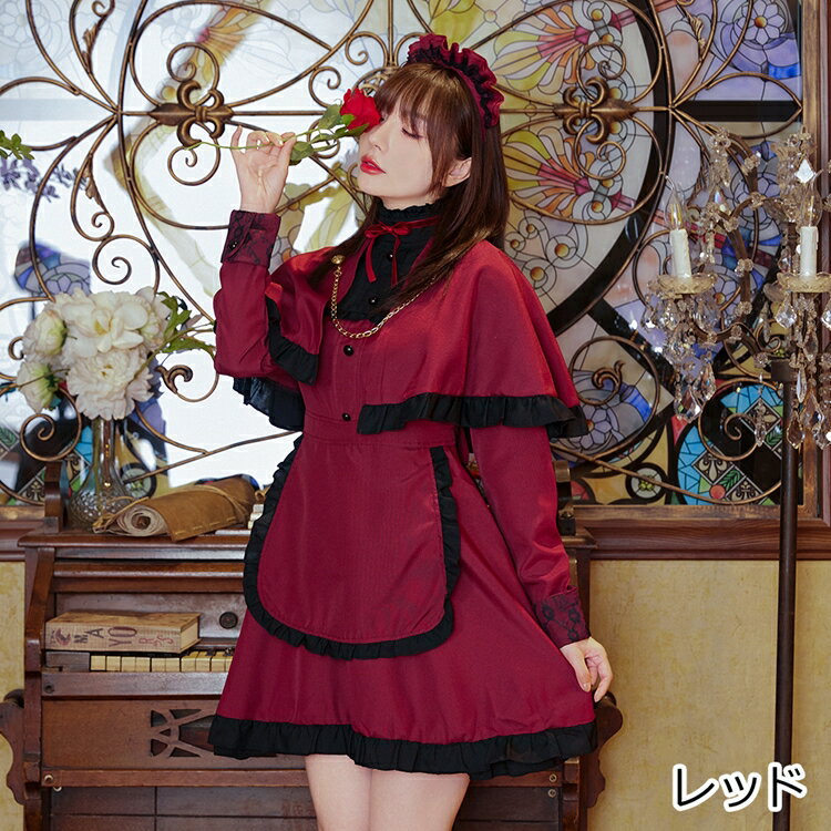 新品未使用 コスプレ レディース 大きいサイズ 5l メイド服 赤