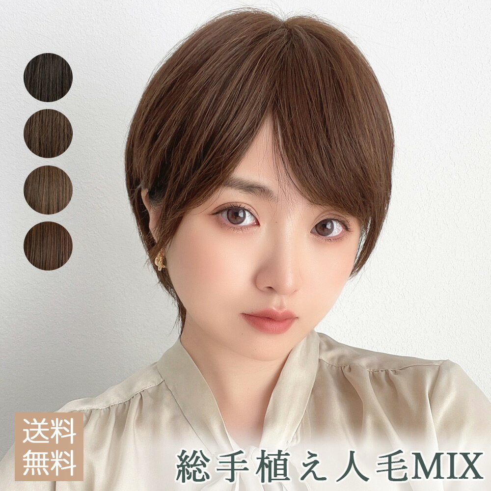 【 SALE！ 最終在庫処分】 ショート ウィッグ 人毛 人毛mix ショート ボブ 医療用ウィッグ 総手植え人毛MIX 人毛ウィ…