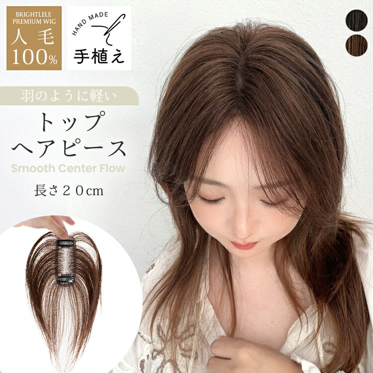 トップヘアピース 部分ウィッグ 人毛 人毛100% 手植え スムースセンターフロウ つむじ ヘアピース ハーフウィッグ 人毛ウィッグ バレない 普段使い 部分 シースルー 部分 自然 軽量 薄い 黒 茶 ウイッグ 薄毛 白髪 脱毛症 つむじ隠し つけ毛 ポイントウィッグ 成人式 卒業式