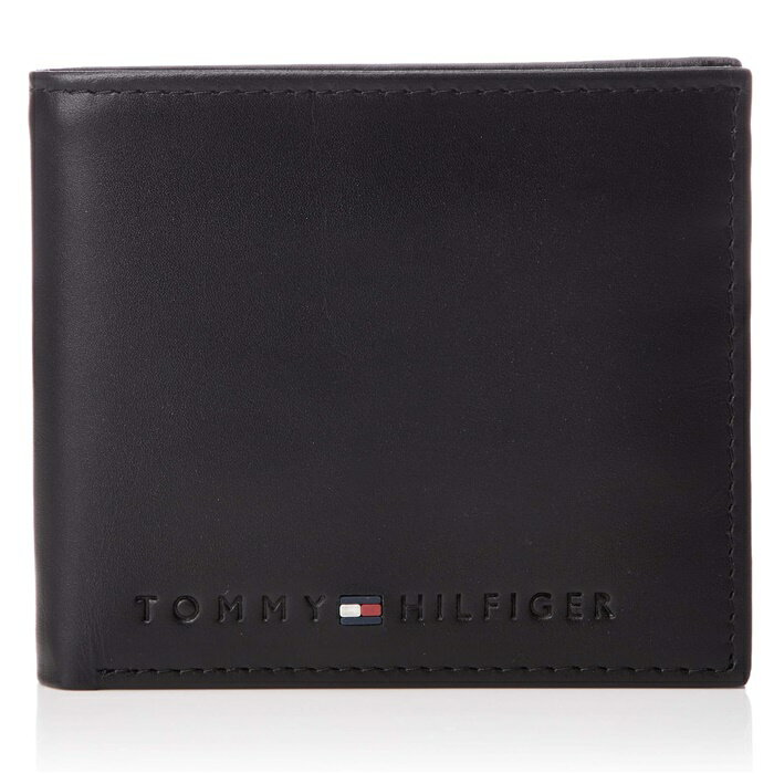 【送料無料】トミー ヒルフィガー TOMMY HILFIGER 財布 二つ折り財布 小銭入れ付 牛革 ブラック 黒 メンズ 男性 大容量ギフト プレゼント 31TL25X005