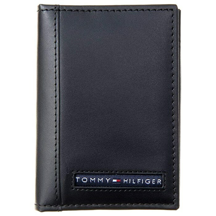 【送料無料】TOMMY HILFIGER トミーヒルフィガー 名刺入れ カードケース 定期 クレジット ブラック レザー 革 31TL20X026 2つ折り MEN 紳士 黒 ブラック トミー 新生活 フレッシャーズ 新社会人 プレゼント ビジネス 夫 ギフト 彼氏 父の日 本革 リアルレザー 大容量