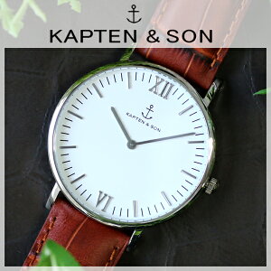 【送料無料】【】キャプテン&サンKAPTEN&SON40mmホワイト/ブラウンクロコレザーレディース腕時計SV-KS40WHBRCL