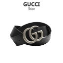 グッチ GUCCI ベルト メンズ カーフスキンレザー マーモント ダブルGバックル ブラック アンティークシルバー 406831 DJ20N 1000 父の日 プレゼント
