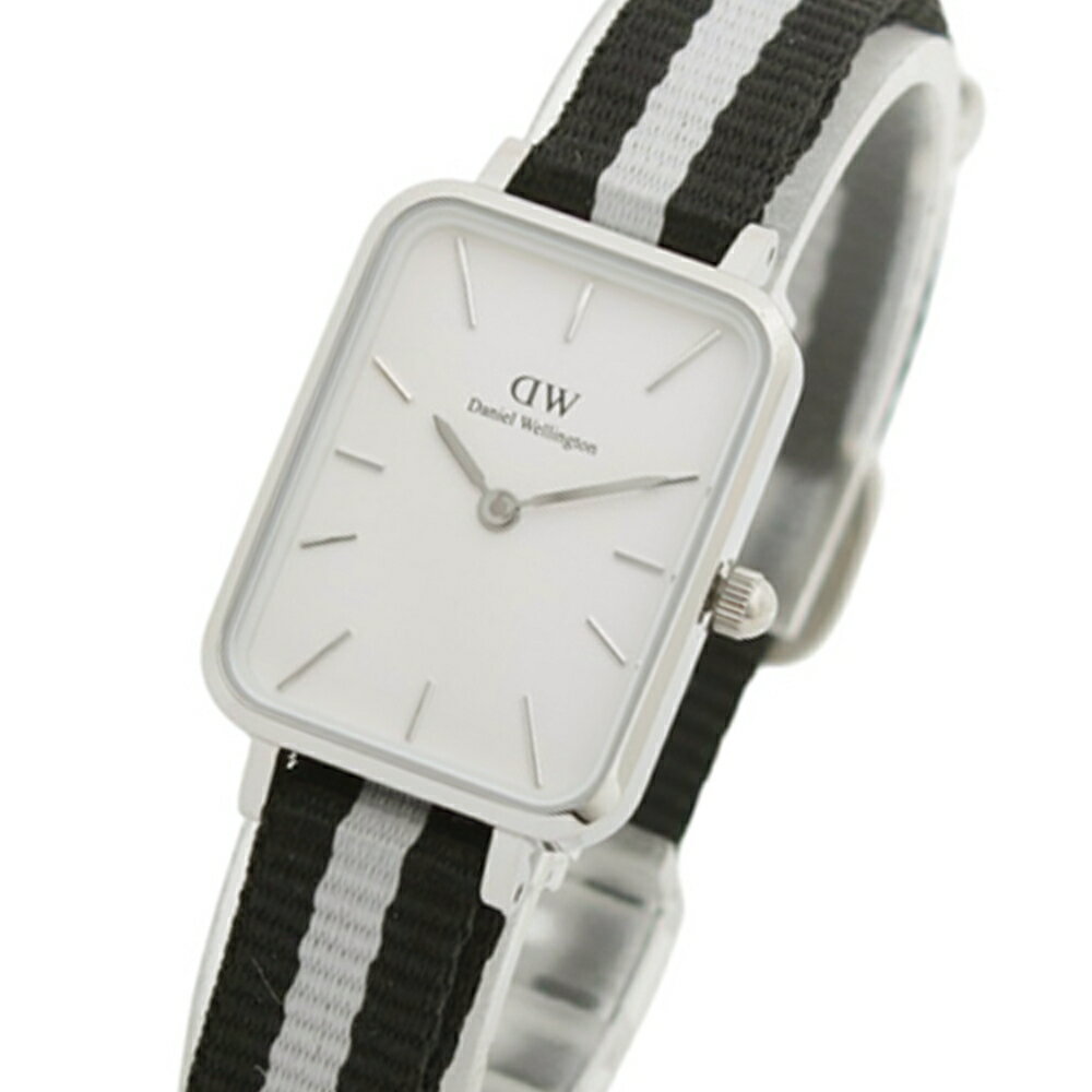 樂天商城 - ダニエルウェリントン DANIEL WELLINGTON Quadro 20x26mm Black & Grey NATO Silver White DW00100676 腕時計 レディース ホワイト クオーツ