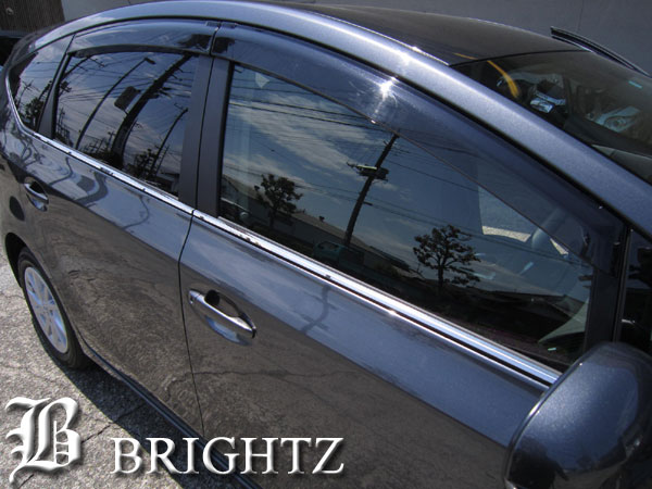 【 BRIGHTZ プリウス αアルファ VW40 ZVW41 超鏡面クロームメッキステンレスウィンドウモール 4PC 】 【 WIN−SIL−107 】