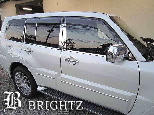 【 BRIGHTZ パジェロ V93W V98W V97W 5ドア 超鏡面クロームメッキステンレスウィンドウモール 4PC 】 ..