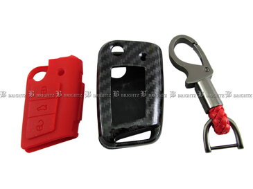 【 BRIGHTZ ゴルフオールトラック AUCJSF カーボン調スマートキーケース 赤 】 【 KEY−CASE−009 】 AUC UC JSFSF フォルクスワーゲン VW ゴルフ オールトラック