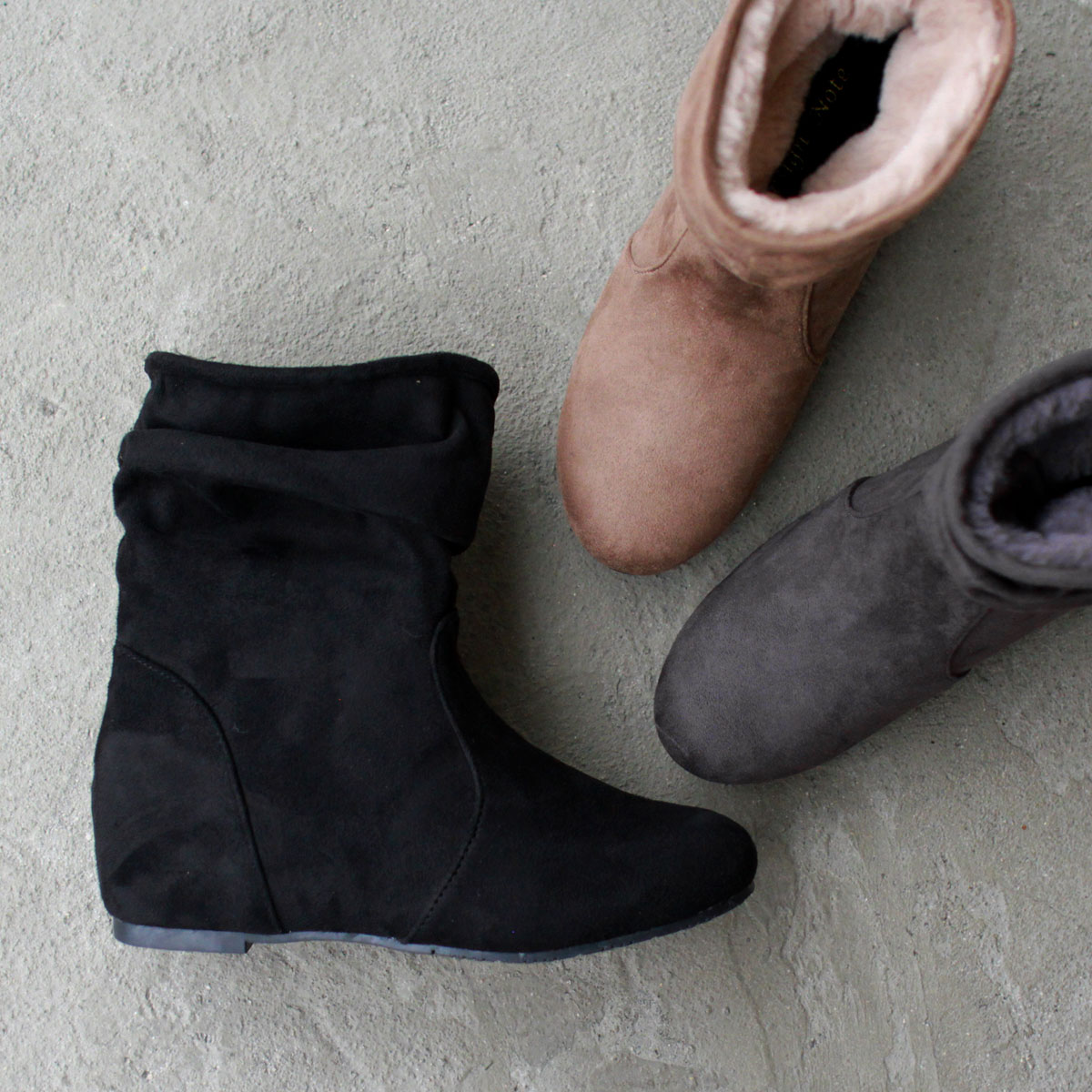 【P10倍★最大15％オフクーポン配布中】インヒール ウェッジ ルーズ ショートブーツ インヒールブーツ ムートンブーツ ショートブーツ レディースブーツ Brignton