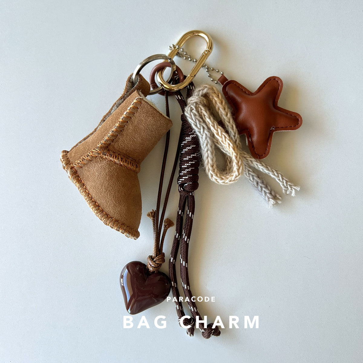 【ポイント5倍◆クーポン配布中】ミニムートンチャーム ハートチーフチャーム スター バッグアクセサリー ムートンキーホルダー 送料無料 キーホルダー 韓国風チャーム じゃらじゃら付けチャームのサムネイル