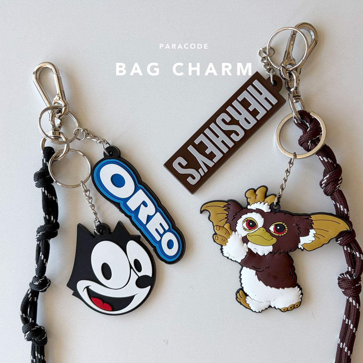 USA キャラクターラバーチャーム パラコード付き バッグアクセサリー ネコポス送料無料 キーホルダー ギズモ フィリックス ロゴ オレオのサムネイル