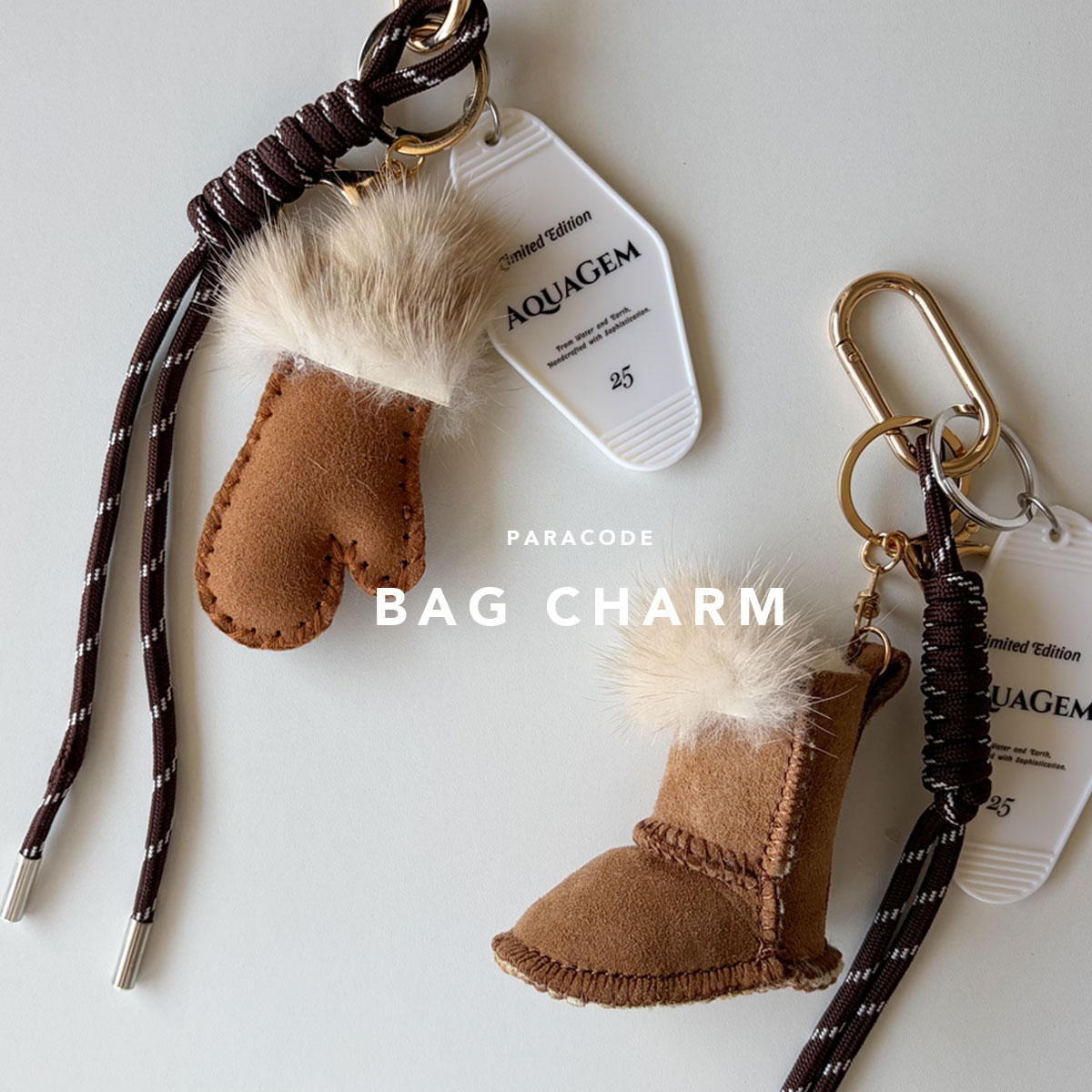 【5%オフクーポン◆ポイントUP中】ミトン ムートンチャーム ホテルタグプレート付き パラコードチャーム バッグアクセサリー ネコポス送料無料 キーホルダー