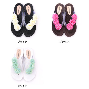 【10%オフクーポン配布中】【SALE※交換返品不可】フラワーモチーフ トングサンダル ローヒール ウェッジサンダル【あす楽】