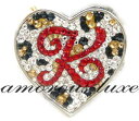 ★*『Mindy Leopard』*★バッグハンガー・バッグホルダーレオパード・ヒョウ柄イニシャルデザイン「K」スワロフスキークリスタル(ハート型・シルバー台・...