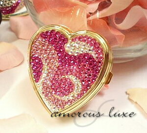 ピルケース 携帯 おしゃれ かわいい『Precious Love★』ハート型ピルケース・サプリメントケース☆プッチスタイル(ミラー付♪)スワロフスキークリスタルデコレーション