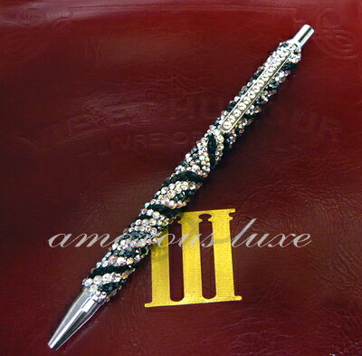 プレミアム★*POWER LADY ゼブラ*★ボールペン4モノトーンゼブラ柄スワロフスキー・デコレーションクリスタライズペン【替芯プレゼント！】キラキラデコペン【特別価格】