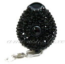 ★『BLACKJAM Bubble』★ネックストラップスワロフスキー社クリスタライズ両面デコ★(ブラック台)メジャータイプ・収納式リールストラップ携帯・デジカメ...