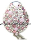 ★『cream PINK kiss』★リール式紐巻取り収納ネックストラップスワロフスキー社クリスタライズ(ホワイト台)クリームピンクキス携帯・デジカメ・IDカー...