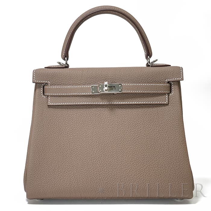 エルメス ケリー25 トゴ エトゥープ シルバー金具 HERMES 新品ハンドバッグ ブランドバッグ 送料無料