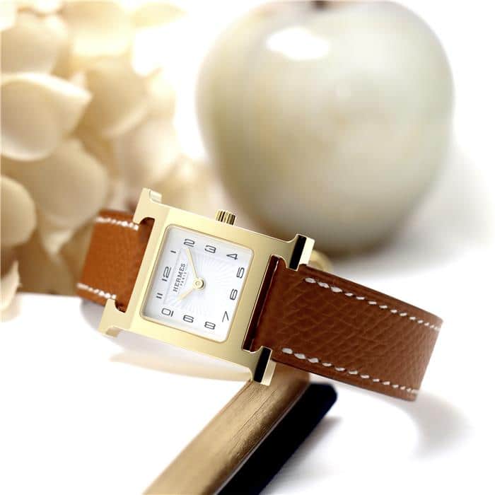 エルメス Hウォッチ ゴールドプレーテッド　ゴールドブラウン HERMES 新品レディース 腕時計 送料無料のサムネイル