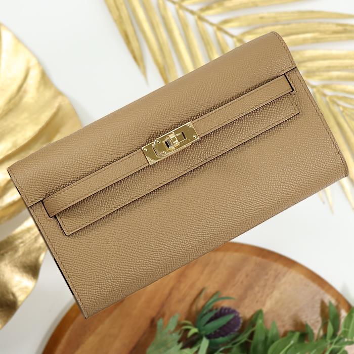 HERMES ケリー ロングトゥーゴー ヴェルソ エプソン チャイ/モーブシルベストル ゴールド金具 新品ブランドバッグ 送料無料のサムネイル