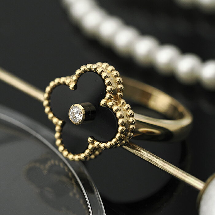 ヴァンクリーフ＆アーペル ヴィンテージ アルハンブラ リング イエローゴールド オニキス ダイヤモンド VCARA41050 Van Cleef & Arpels 新品リング ブランドジュエリー 送料無料のサムネイル