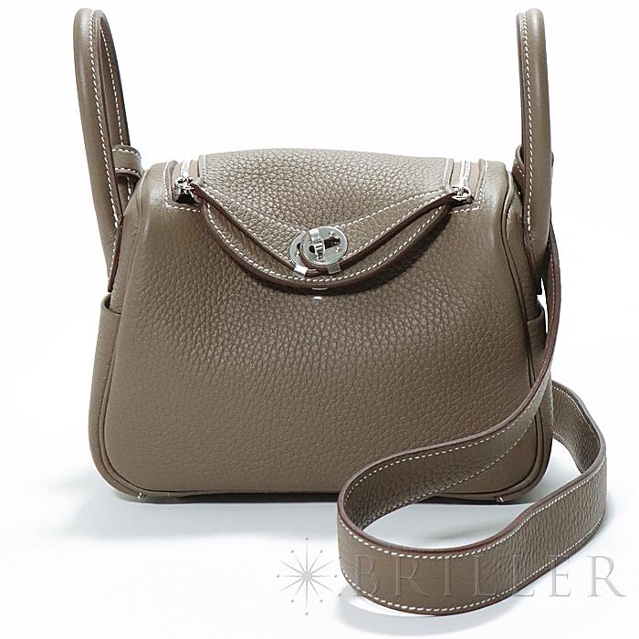 エルメス リンディミニ トリヨンクレマンス エトゥープ シルバー金具 HERMES 新品斜め掛けショルダー ブランドバッグ 送料無料
