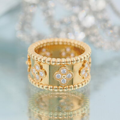 ヴァンクリーフ&アーペル ペルレ クローバー リングスモールモデル イエローゴールド ダイヤモンド 49号 VCARO9NC49 Van Cleef & Arpels 新品リング ブランドジュエリー 送料無料