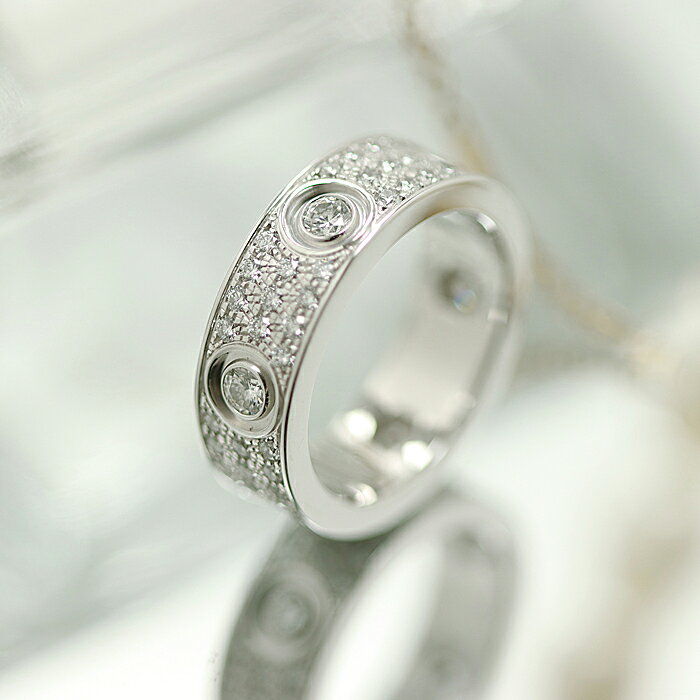 Rakuten - カルティエ ラブリング ホワイトゴールド パヴェダイヤモンド N4210451 11号 CARTIER 中古リング ブランドジュエリー 送料無料