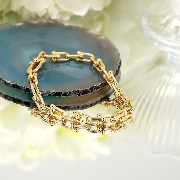 ティファニー ハードウェア スモール リンクブレスレット イエローゴールド ラージ 60964998 TIFFANY & Co. 新品ブレスレット・バングル ブランドジュエリー 送料無料のサムネイル