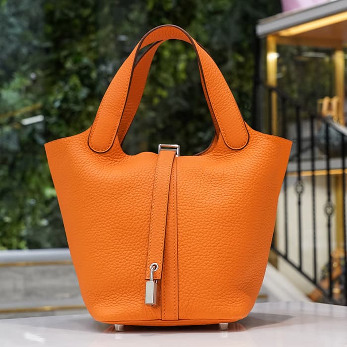 オレンジ エルメス ピコタンロックPM トリヨンクレマンス オレンジ シルバー金具 HERMES 新品ハンドバッグ ブランドバッグ 送料無料